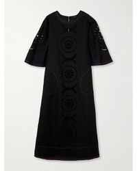 Vita Kin - Mia Midikleid Aus Leinen Mit Lochstickerei - Lyst