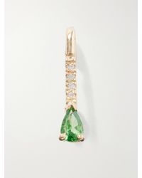 Loren Stewart - Mini Gemstone Diamond Safety Pin 14-Karat Tsavorite And Diamonds Earring - Lyst