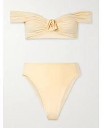 Maygel Coronel - Sauco Off-The-Shoulder Appliquéd Ruched Bikini - Lyst