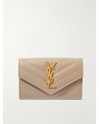 Saint Laurent - Monogramme Envelope Quilted Textured-Leather Wallet - Lyst