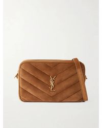 Saint Laurent - Loulou Cassandra-Embellished Suede Shoulder Bag - Lyst