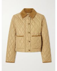 Burberry - Cropped Corduroy-Trimmed Quilted Shell Jacket - Lyst