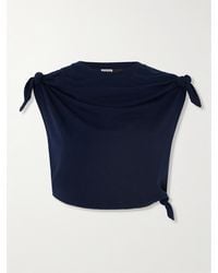 Loewe - Paula's Ibiza Cropped Knotted Cotton-Blend Jersey T-Shirt - Lyst