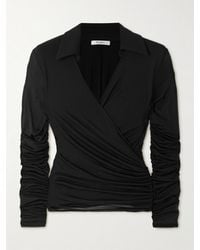 Max Mara - Wickelbluse Aus Stretch-Jersey Mit Applikation - Lyst