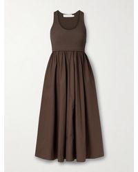 Zimmermann - Ribbed-Knit And Cotton-Poplin Midi Dress - Lyst
