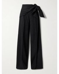 Max Mara - Arsenio Tie-Front Wool-Blend Felt Wide-Leg Pants - Lyst