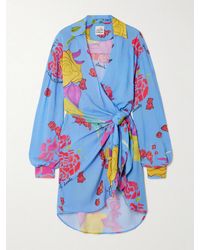 Donde Esteban - Cielo Floral-Print Crepe Mini Wrap Dress - Lyst