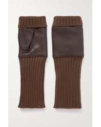 Portolano - Fingerlose Handschuhe Aus Geripptem Kaschmir Mit Lederbesätzen - Lyst