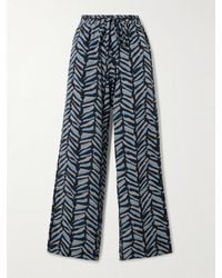 Matteau - Printed Silk Crepe De Chine Straight-Leg Pants - Lyst