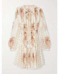 Ulla Johnson - Maris Minikleid Aus Bedrucktem Krepon Aus Einer Seidenmischung Mit Raffungen Zum Binden - Lyst