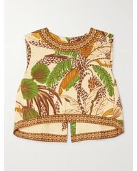 FARM Rio - Cropped Printed Linen-Blend Top - Lyst