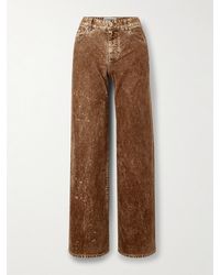 Loewe - High-rise Cotton Velvet Straight-leg Pants - Lyst