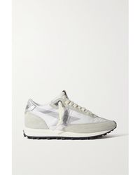 Golden Goose - Running Marathon Distressed Leather-Trimmed Shell And Suede Sneakers - Lyst