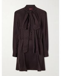 Gucci - Pussy-Bow Silk-Jacquard Mini Dress - Lyst