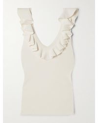 Zimmermann - Awaken Ruffled Ribbed-Knit Top - Lyst