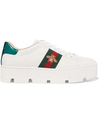 gucci ace embroidered platform sneaker