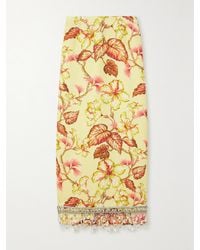 Zimmermann - Matchmaker Crystal-Embellished Floral-Print Linen Midi Skirt - Lyst