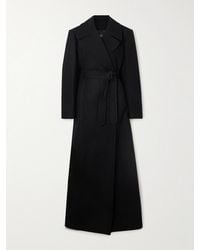 Dries Van Noten - Belted Velvet-Trimmed Wool-Blend Coat - Lyst