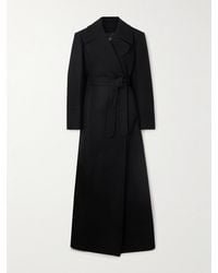 Dries Van Noten - Belted Velvet-Trimmed Wool-Blend Coat - Lyst