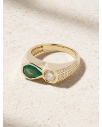 Jacquie Aiche - 14-Karat, Emerald And Diamond Ring - Lyst