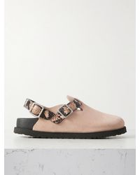 Birkenstock - Tokio Cazador Slingback-Schuhe Aus Veloursleder Mit Lederbesätzen Mit Schlangeneffekt - Lyst