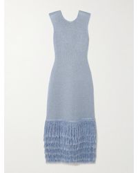 Aje. - Breeze Fringed Metallic Knitted Midi Dress - Lyst