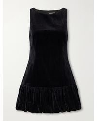 Posse - Dean Gathered Darted Cotton-Velvet Mini Dress - Lyst