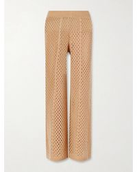 Allude - Crochet-Knit Wool And Cashmere-Blend Wide-Leg Pants - Lyst