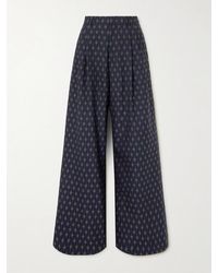 Etro - Pleated Wool And Cotton-Blend Jacquard Wide-Leg Pants - Lyst