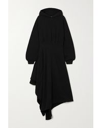 Balenciaga Hooded Asymmetric Cotton-jersey Wrap Dress - Black