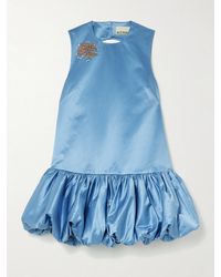 ALÉMAIS - Sam Pauletto Caspian Embellished Gathered Cotton And Silk-Blend Duchesse-Satin Mini Dress - Lyst