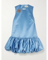 ALÉMAIS - Sam Pauletto Caspian Embellished Gathered Cotton And Silk-Blend Duchesse-Satin Mini Dress - Lyst