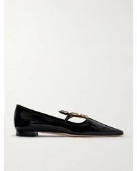 Manolo Blahnik - Khafre Embellished Patent-Leather Flats - Lyst