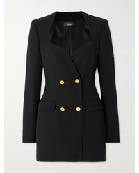 Versace - Doppelreihiges Minikleid Aus Grain De Poudre Aus Wolle - Lyst