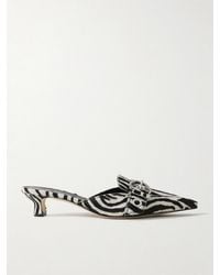 Aeyde - Danielle Buckled Zebra-Print Calf Hair Mules - Lyst