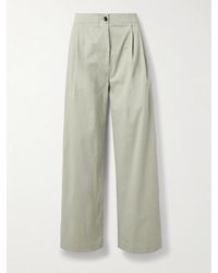 Proenza Schouler - Romina Pleated Cotton-Blend Wide-Leg Pants - Lyst