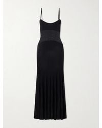 Galvan London - Belladonna Mesh-Trimmed Ribbed-Knit Gown - Lyst