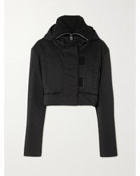 Givenchy - Cropped Padded Wool Blend-Trimmed Shell-Jacquard Hooded Jacket - Lyst