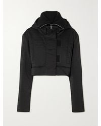 Givenchy - Cropped Padded Wool Blend-Trimmed Shell-Jacquard Hooded Jacket - Lyst