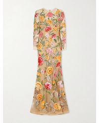 Carolina Herrera - Robe Aus Tüll Mit Stickereien Und Pailletten - Lyst