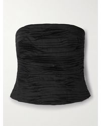 Aje. - Sunbeam Strapless Pleated Cotton-Poplin Top - Lyst