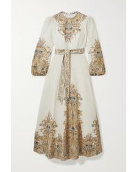 Zimmermann Freja Maxikleid Aus Leinen Mit Paisley-print - Weiß