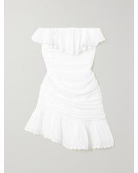 Isabel Marant - Oxani Strapless Asymmetric Broderie Anglaise Ramie Mini Dress - Lyst