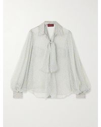 Gucci - Pussy-Bow Floral-Print Silk-Chiffon Blouse - Lyst