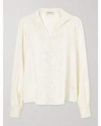Maison Mayle - Lula Lace-Trimmed Silk Blouse - Lyst