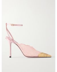 Jimmy Choo - Faiz 100 Embellished Satin-Trimmed Lace Pumps - Lyst