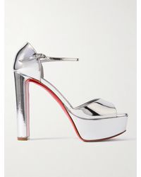 Christian Louboutin - Sandaloo 130 Mirrored-Leather Platform Sandals - Lyst