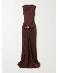 Rebecca Vallance - Hazine Open-Back Ruched Embellished Jersey Gown - Lyst