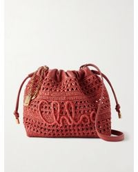 Chloé - Summer Banana Leather-Trimmed Raffia Shoulder Bag - Lyst