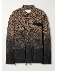 R13 - Abu Distressed Leopard-Print Cotton Jacket - Lyst